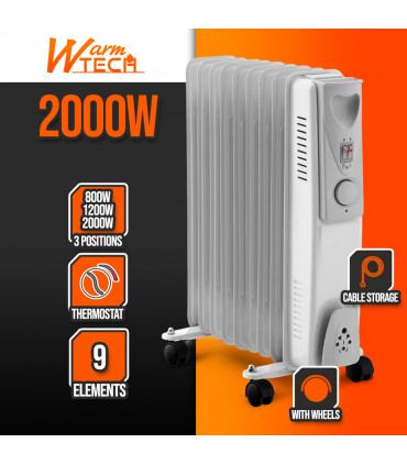 Chauffage - Radiateur bain d huile 2000W 9 élements Warm Tech