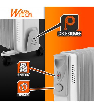 Chauffage - Radiateur bain d huile 2000W 9 élements Warm Tech