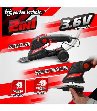 Cisaille - Cisaille - taille haies 3.6V lithium manche - Batterie et c?