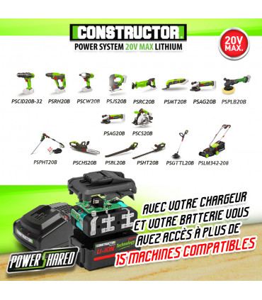 Scie circulaire - Visseuse à chocs 20V avec batterie 4Ah et chargeur - 140Nm -