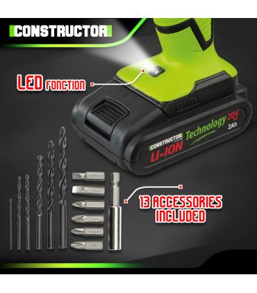 Visseuse - Perceuse visseuse 20V lithium-2 batteries - Chargeur rapide -