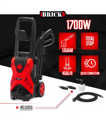 Idropulitrice - Idropulitrice 1700W - 135 bar su ruote - Ugello turbo e