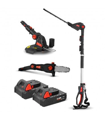 Tagliasiepi - Attrezzo da giardino multifunzione 3 in 1 a batteria da 20 V Fornito con 2