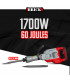Martello pneumatico - 1700W Martello pneumatico - 60 Joule con custodia - Mattone