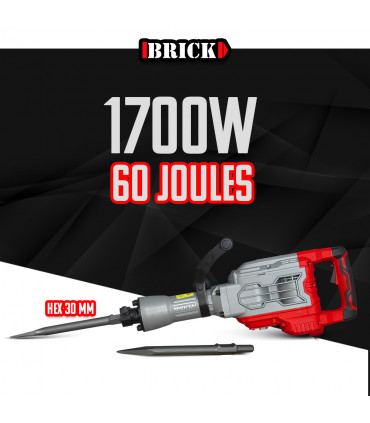 Martello pneumatico - 1700W Martello pneumatico - 60 Joule con custodia - Mattone