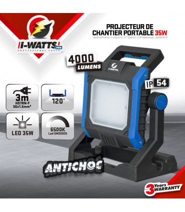 Illuminazione - Proiettore led da cantiere 35W - IP54 - I-Watts Pro