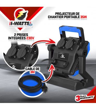 Illuminazione - Proiettore led da cantiere 35W - IP54 - I-Watts Pro