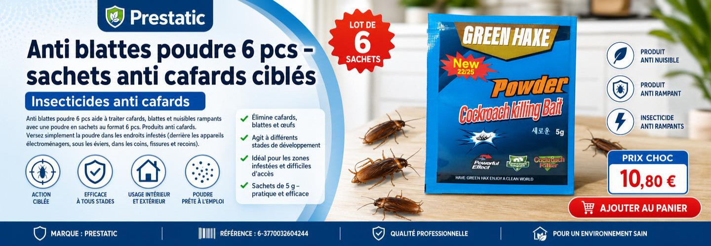 Anti blattes poudre 6 pcs - sachets anti cafards ciblés